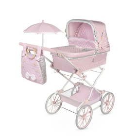 Coche De Muñecas Sophie Reborn Plegable Con Sombrilla Rosa