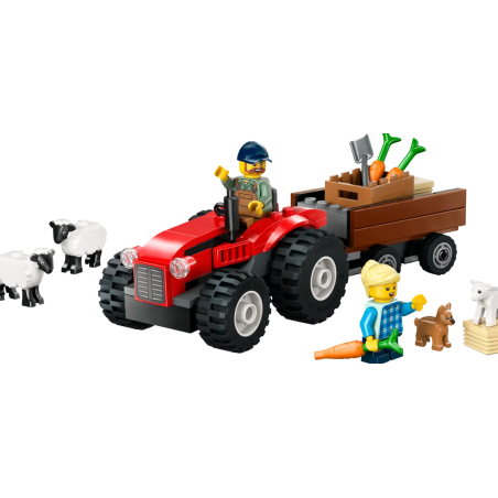 LEGO City Tractor Rojo Con Remolque Y Ovejas