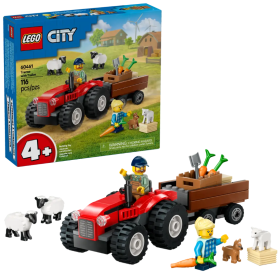 LEGO City Tractor Rojo Con Remolque Y Ovejas De LEGO