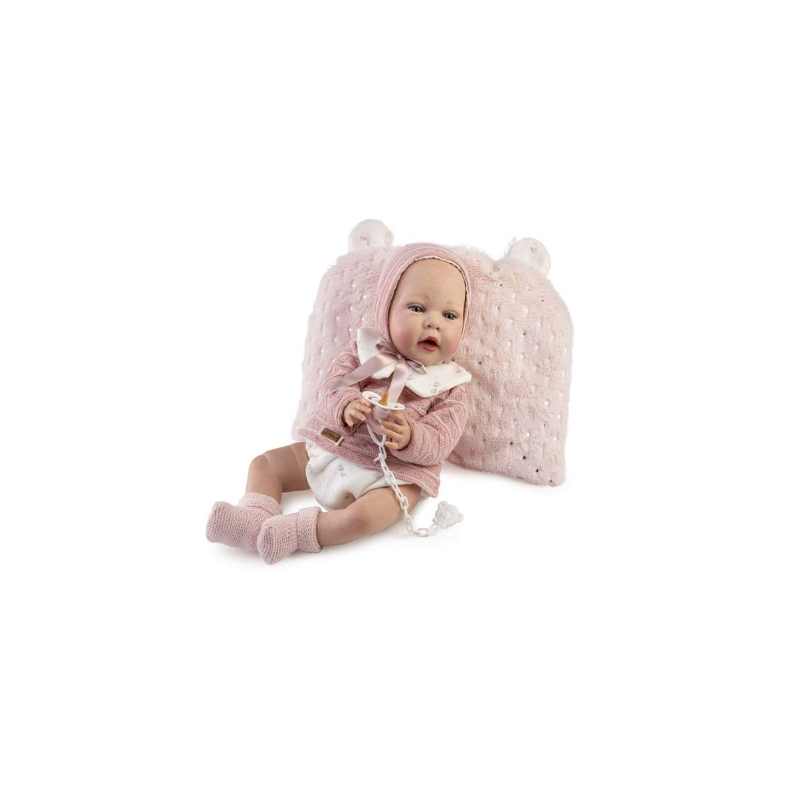 Muñeca Reborn Olga Con Jersey De Lana Rosa Y Braguita