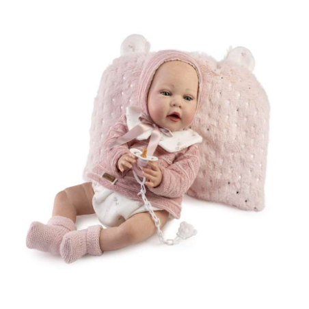Muñeca Reborn Olga Con Jersey De Lana Rosa Y Braguita