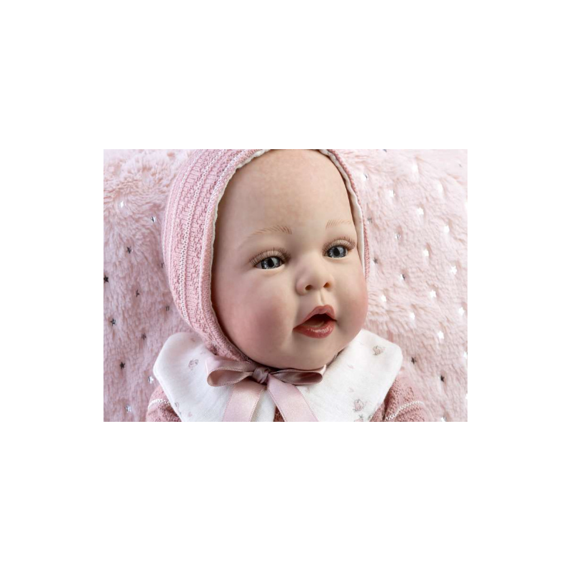 Muñeca Reborn Olga Con Jersey De Lana Rosa Y Braguita