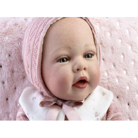 Muñeca Reborn Olga Con Jersey De Lana Rosa Y Braguita