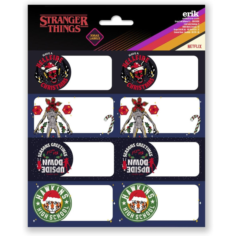 Etiquetas Adhesivas Navidad Stranger Things
