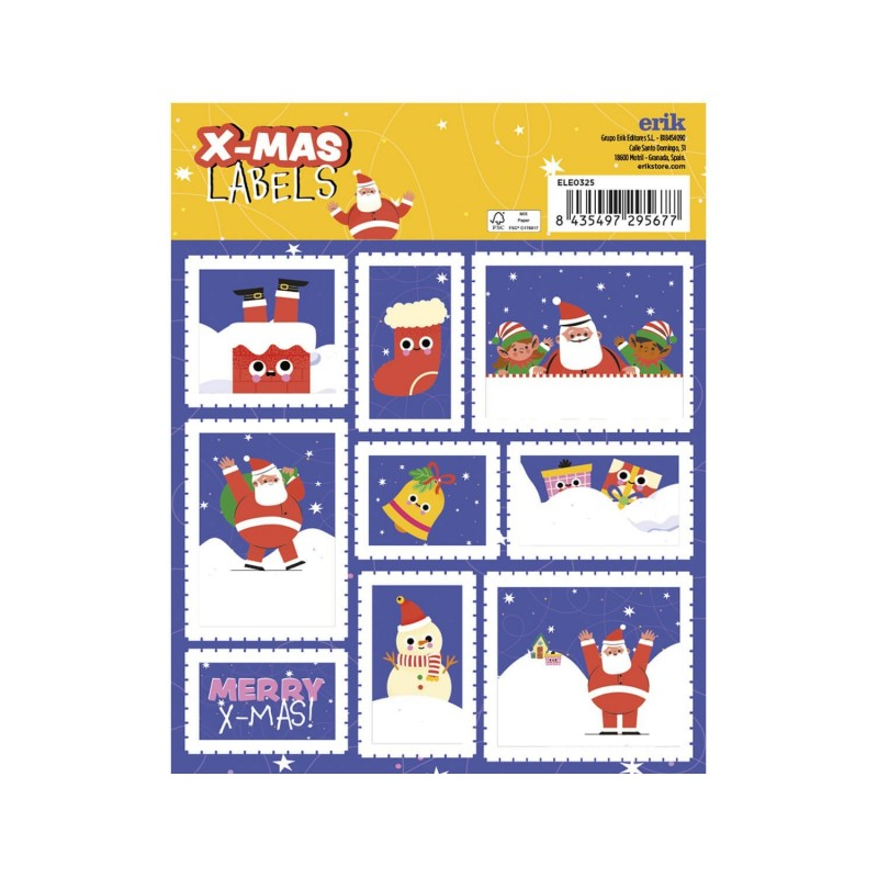 Etiquetas Adhesivas Navidad Papá Noel