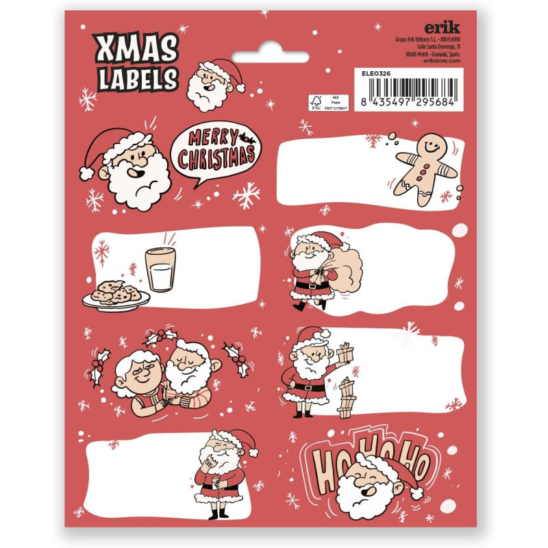 Etiquetas Adhesivas Navidad Ho Ho Ho