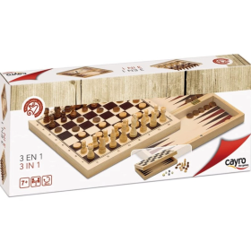 3 en 1 Ajedrez, Damas y Backgammon de Madera