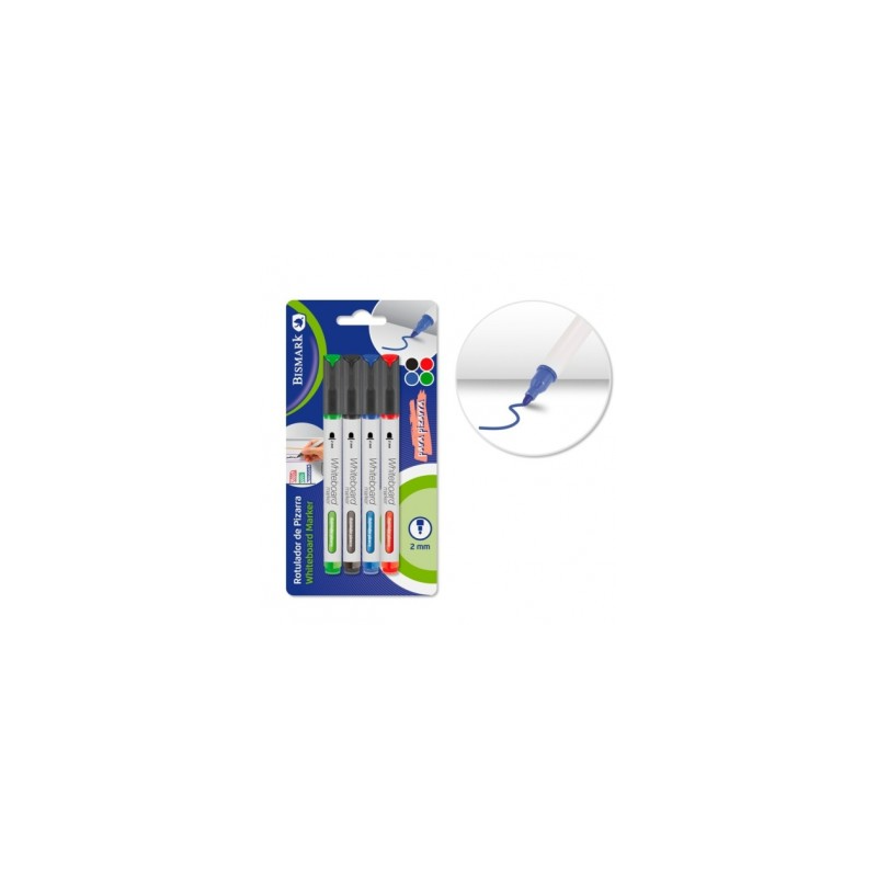 Rotuladores De Pizarra Punta Redonda Bismark Pack 4 Unidades
