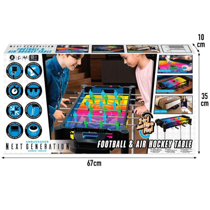 Mesa Futbolín Y Air Hockey Neon 2 En 1 Reversible