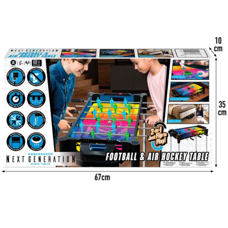 Mesa Futbolín Y Air Hockey Neon 2 En 1 Reversible