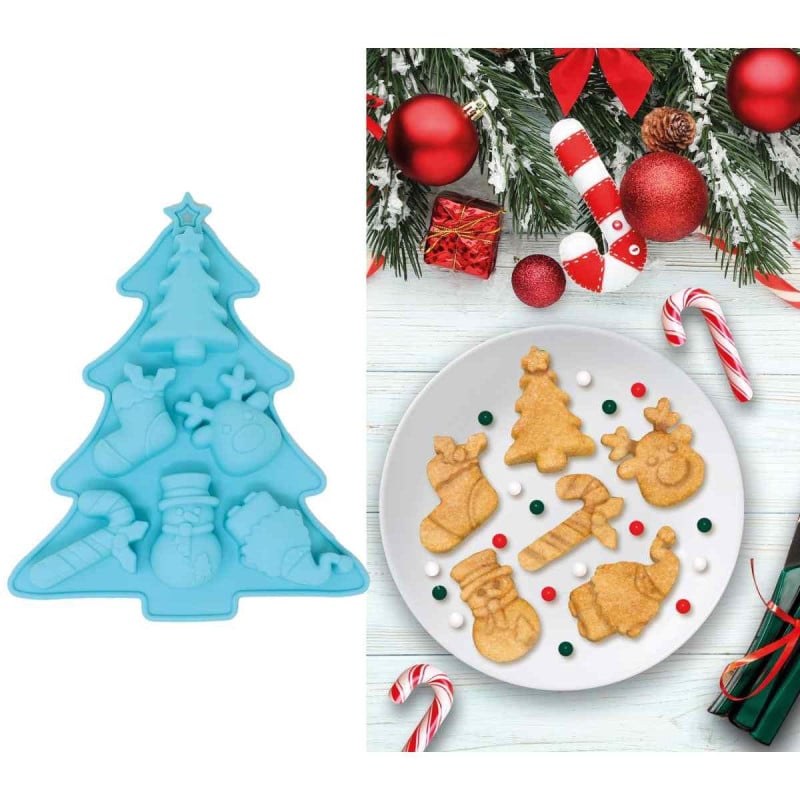 Molde Silicona 6 Galletas Árbol Navidad