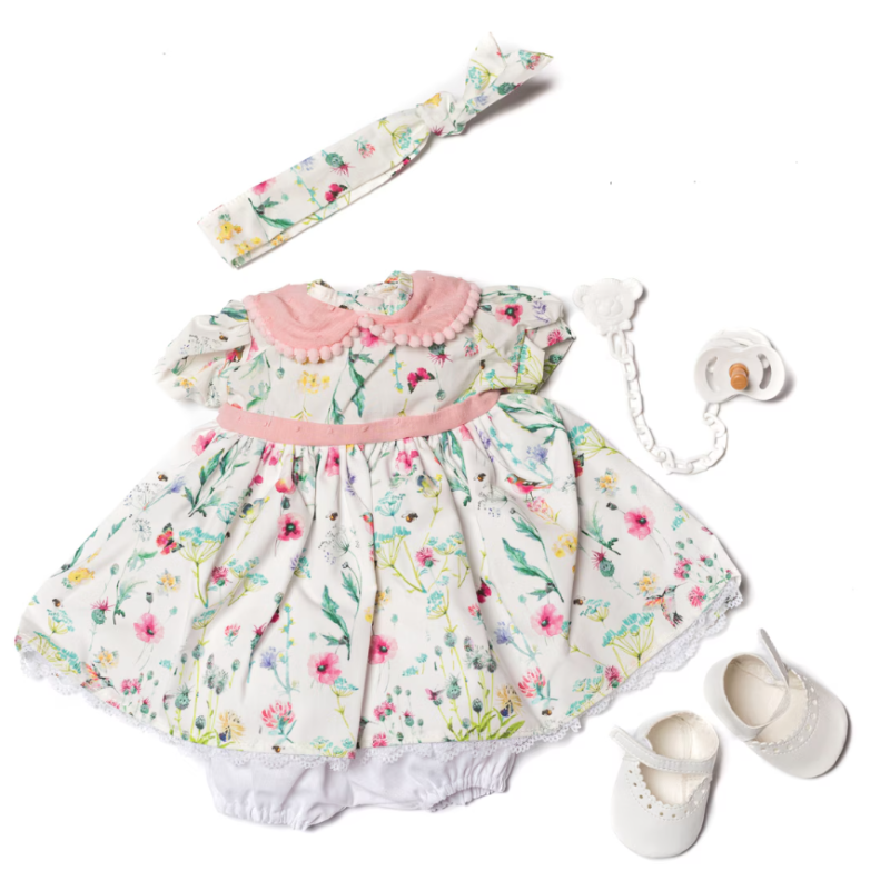 Vestido Muñeca Bebé Rosa 46 Cm