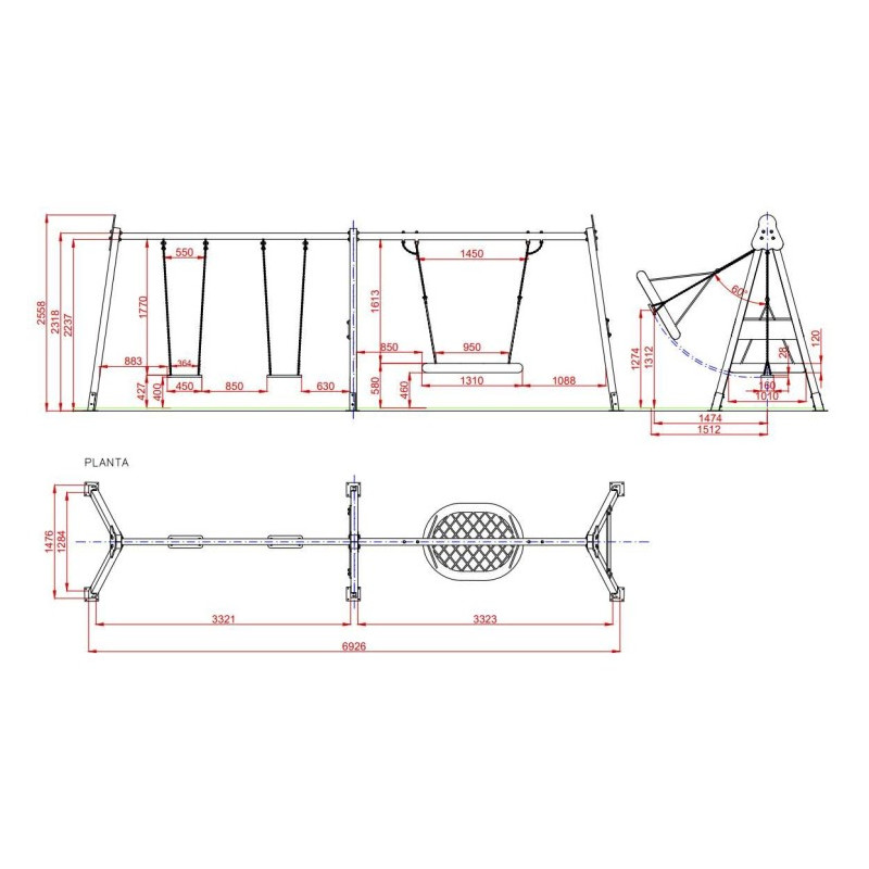 Columpio PERSÉPOLIS doble + asiento nido  