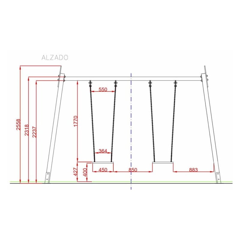 Columpio biplaza asientos planos  