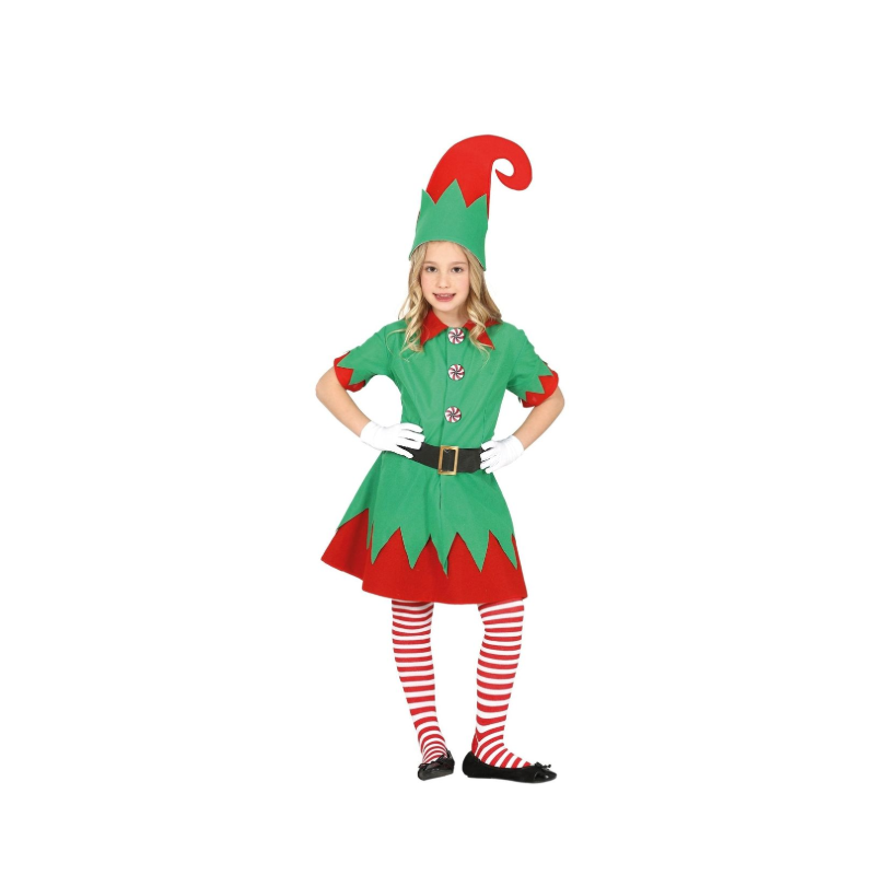Disfraz Infantil Elfa Navideña Talla 10-12 Años