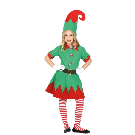 Disfraz Infantil Elfa Navideña Talla 10-12 Años