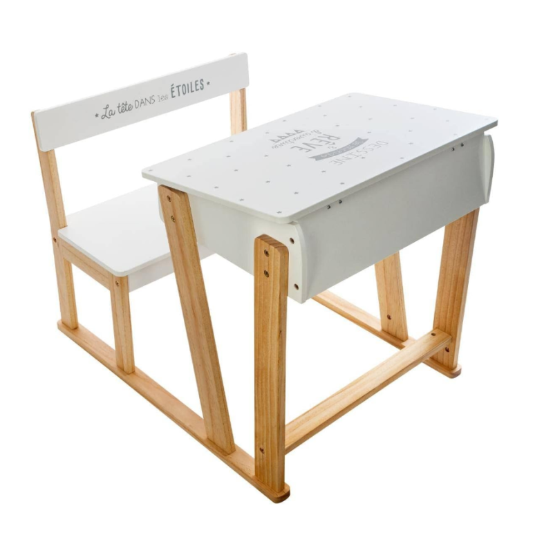 Pupitre Blanco Con Banco Madera  De Atmonsphera