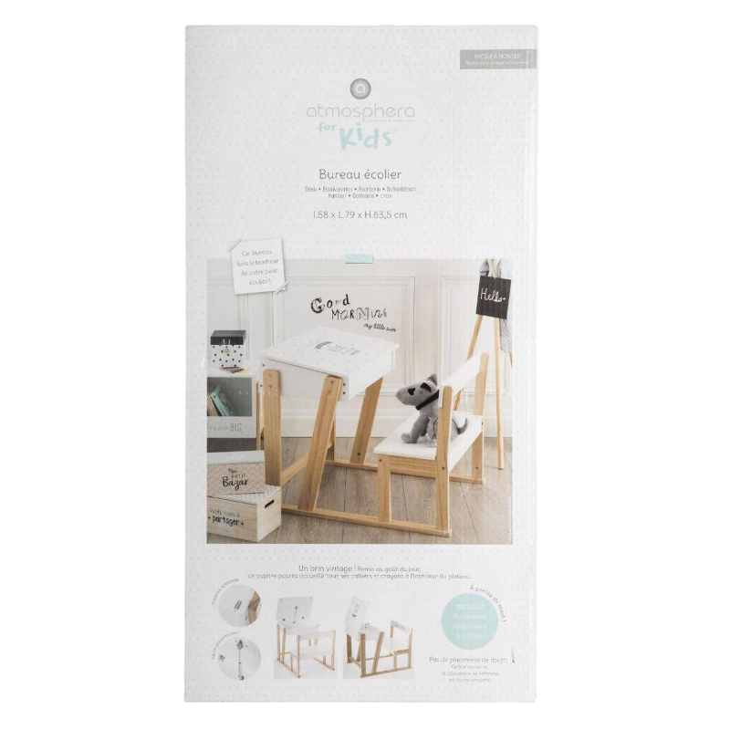 Pupitre Blanco Con Banco Madera