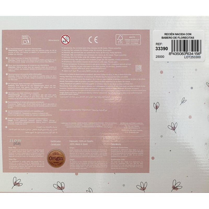 Muñeca Antonio Juan Recién Nacida Lua Con Babero