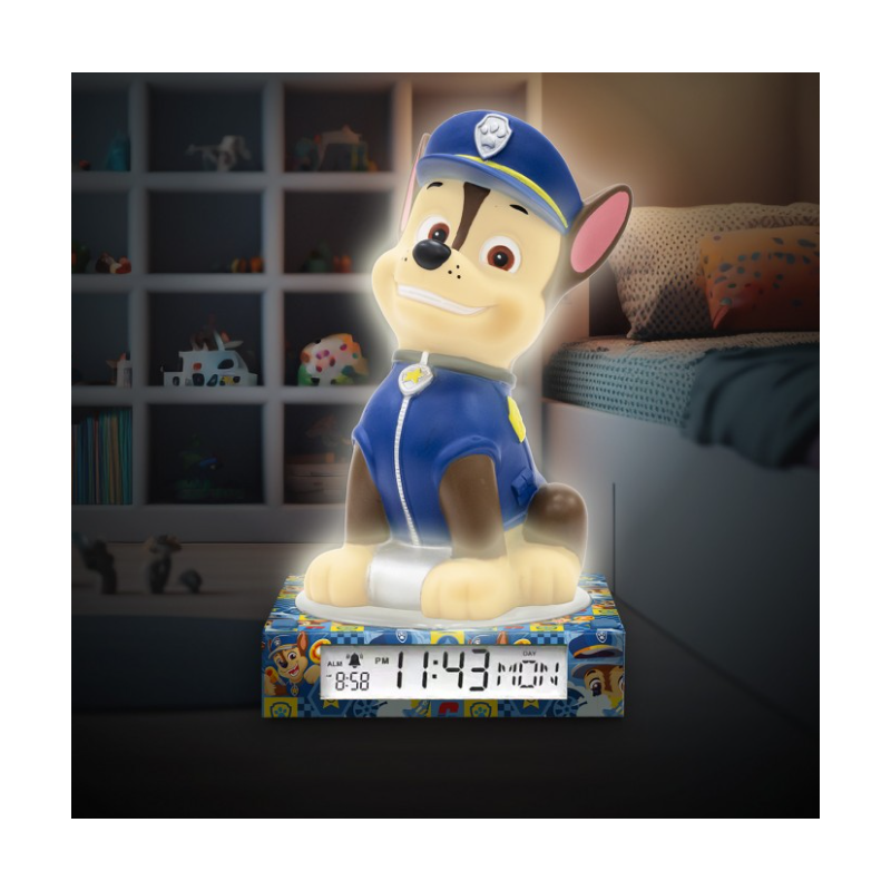 Lámpara 3D Con Despertador Patrulla Canina