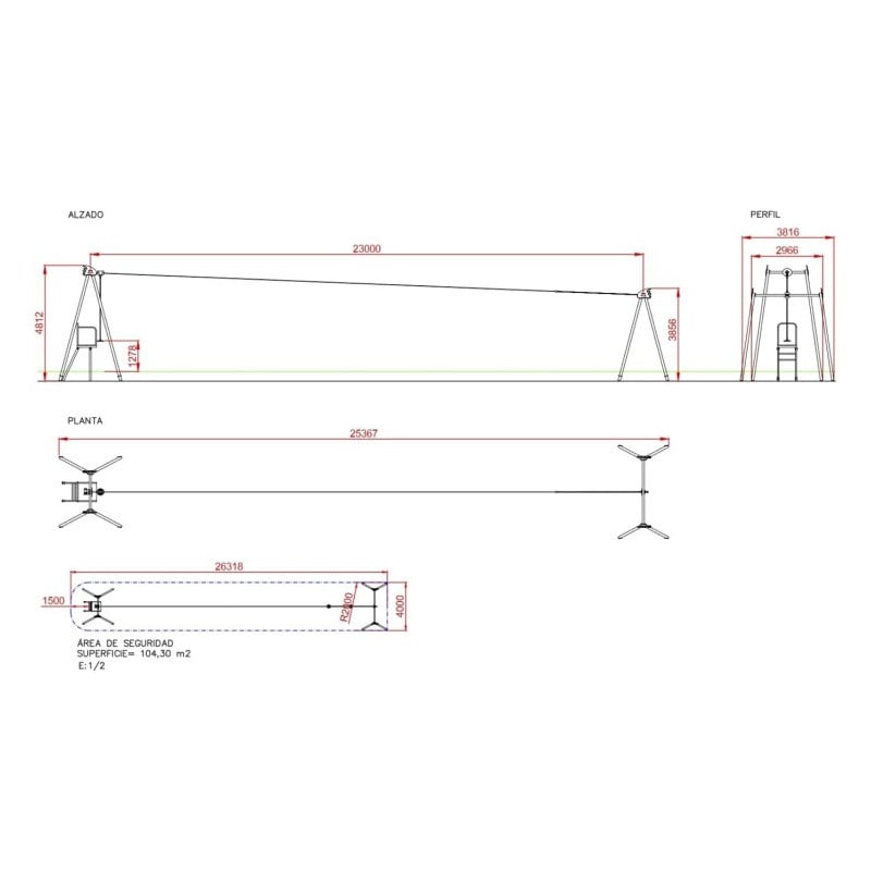Tirolina de uso público  