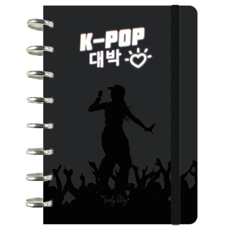 Libreta A5 100 Hojas Cuadrícula Ice K-Pop Negra