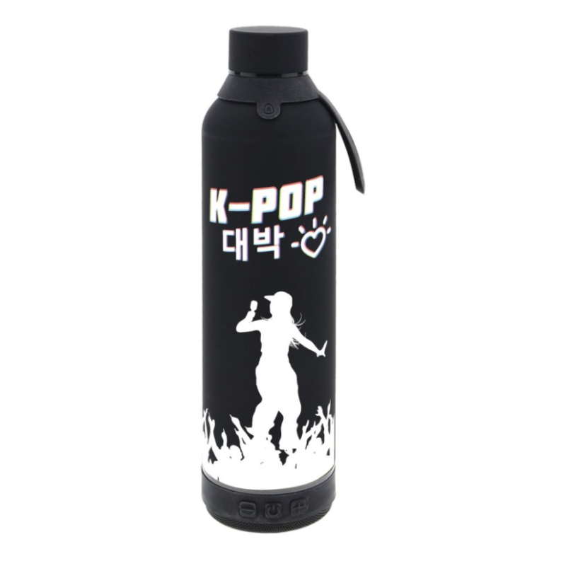 Botella Térmica 600 ml Ice K-Pop Negra con Altavoz