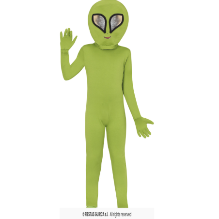 Disfraz Alien Verde Talla 7-9 Años De Fiestas Guirca
