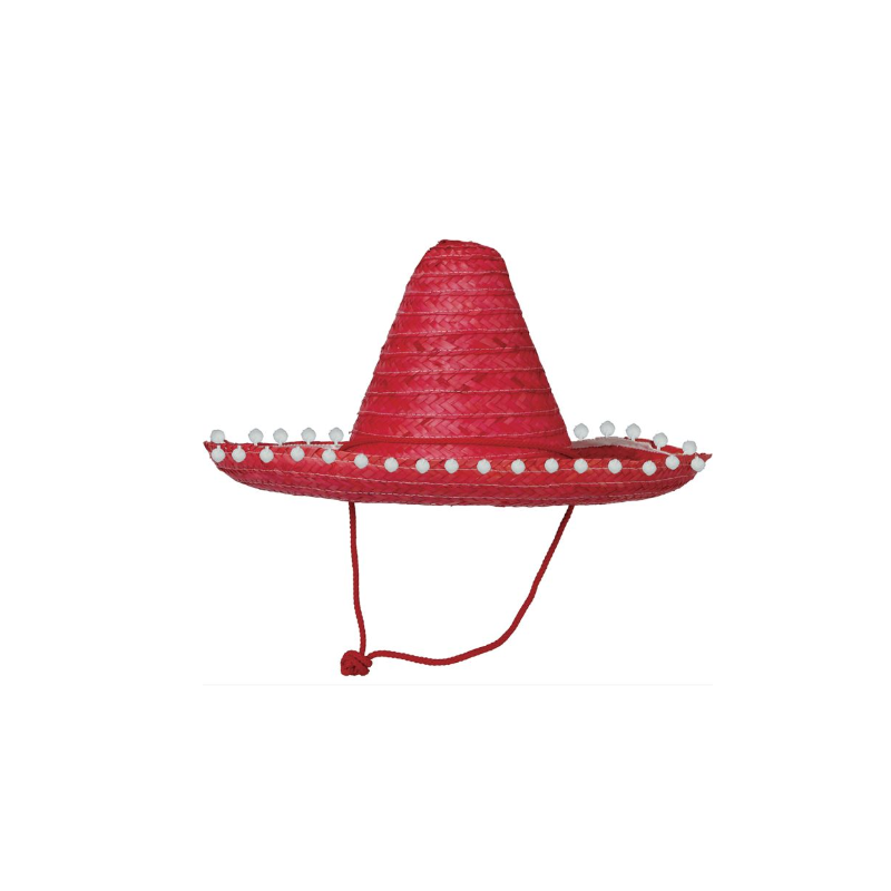 Sombrero Mexicano Paja 45 Cms Rojo