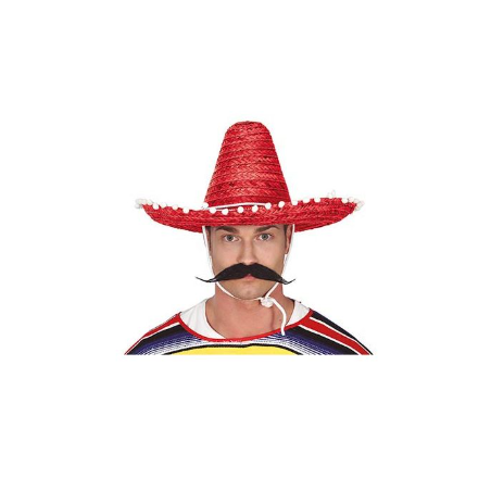 Sombrero Mexicano Paja 45 Cms Rojo