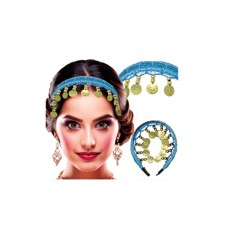 Diadema Monedas Azul Claro Adulta