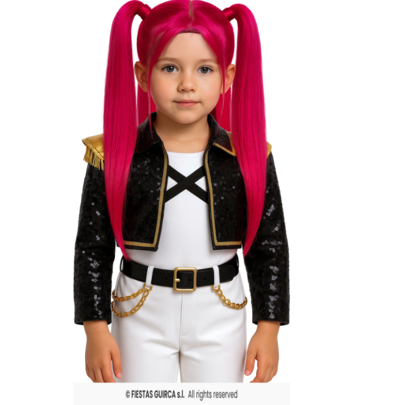 Peluca De Coletas Fucsia Para Cantante Guerrera – Disfraz K-pop, Talla única, Para Adolescentes Y Adultos