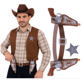 Dos Cartucheras Con Pistola Cowboy 20 Cm