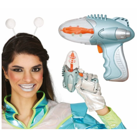 Pistola Espacial Plata Con Luz 18 Cm