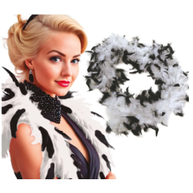 Boa Pluma Blanco-Negro