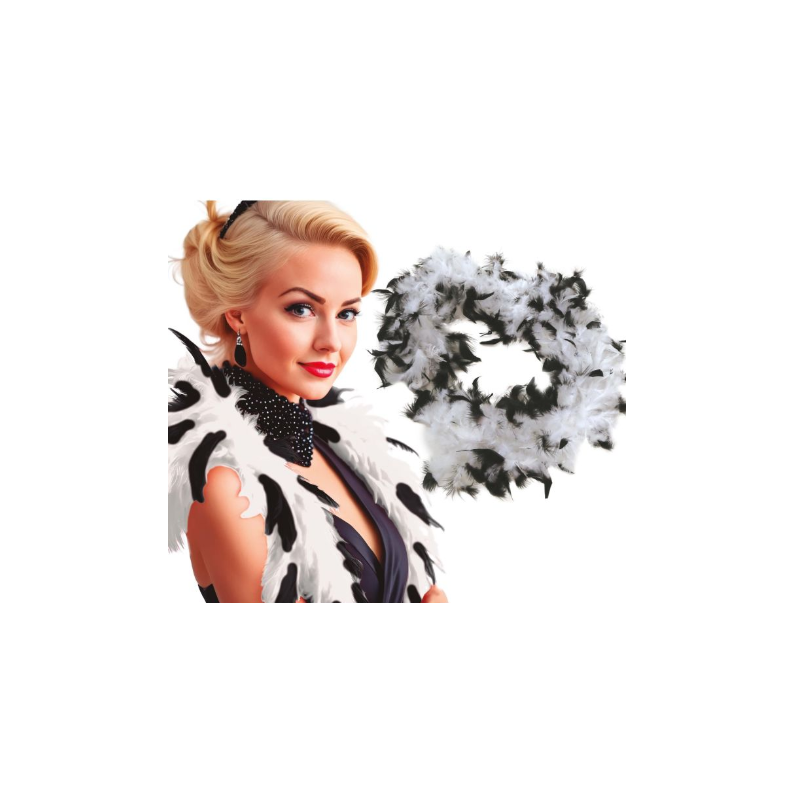 Boa Pluma Blanco-Negro