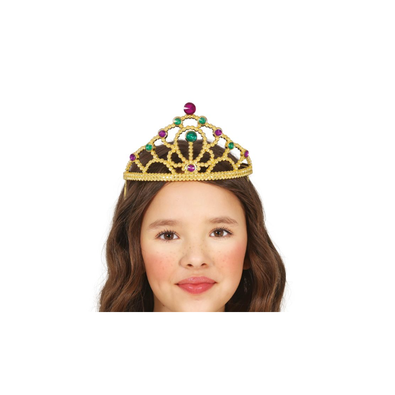 Diadema Oro Con Piedras Multicolor