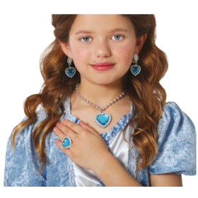 Set Corazón Azul Collar Anillo Y Pendiente 2