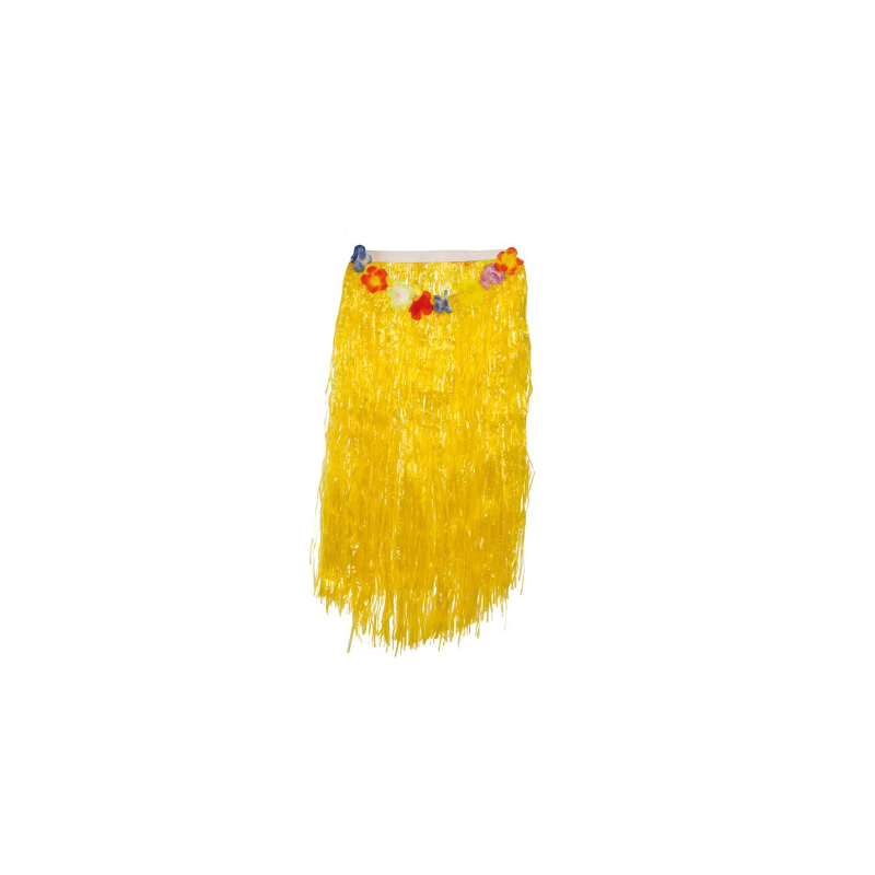 Falda Hawaiana Flores 75 Cms Amarillo