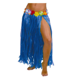 Falda Hawaiana Flores 75 Cms Azul 2