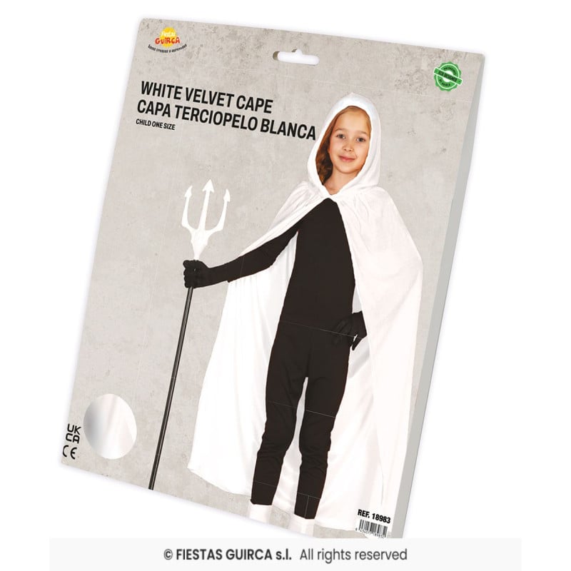 Capa Blanca Terciopelo Capucha 100 cm