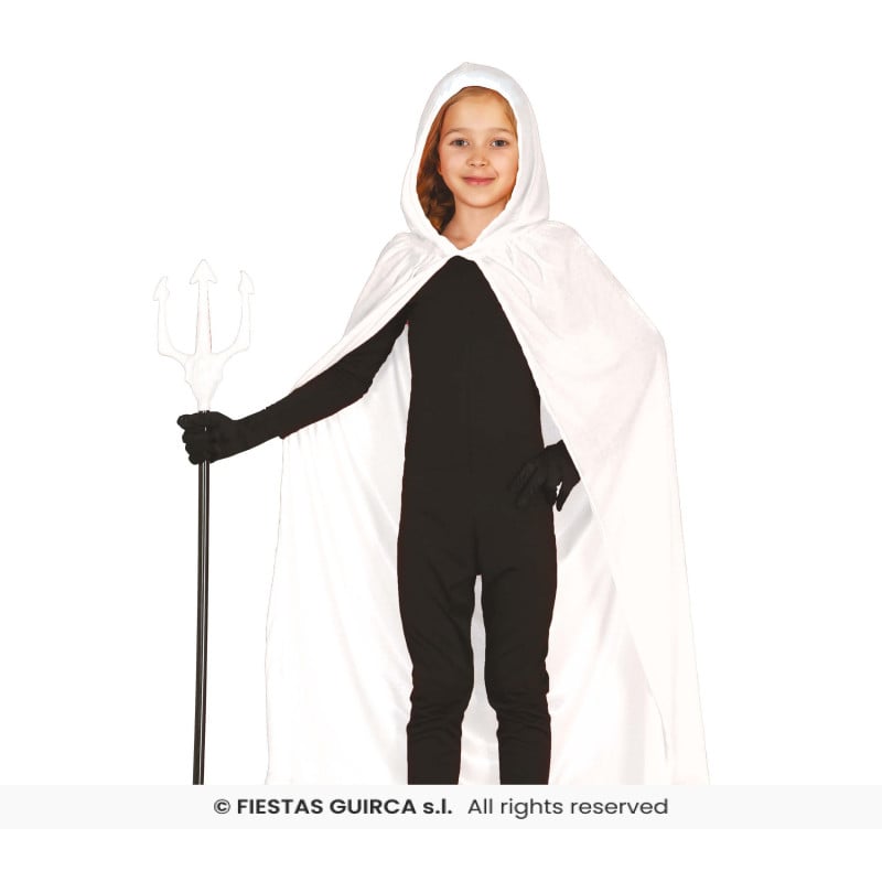Capa Blanca Terciopelo Capucha 100 cm