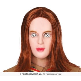 Máscara Muñeca Asesina Látex Con Pelo