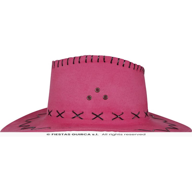 Sombrero Vaquero Fucsia Adulto Imitación Piel