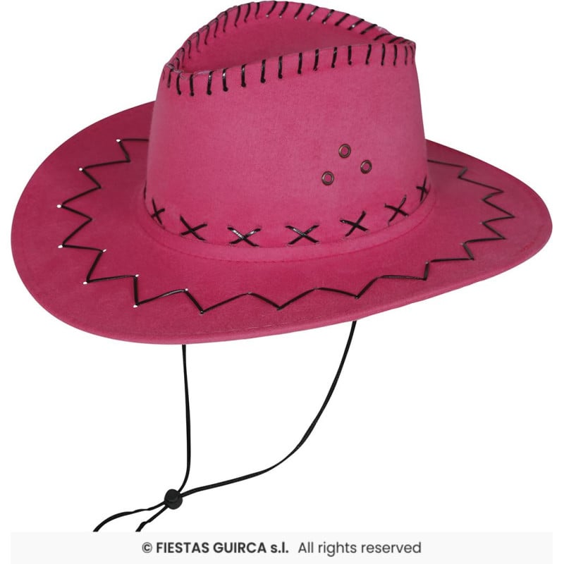 Sombrero Vaquero Fucsia Adulto Imitación Piel