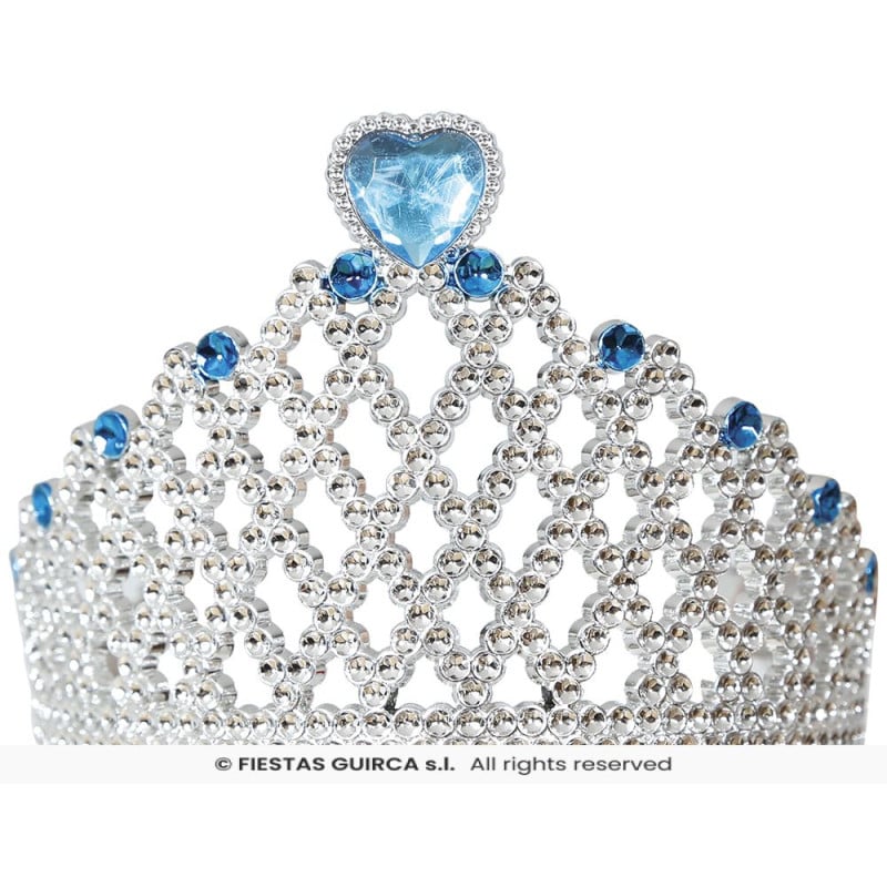 Diadema Plata Con Corazón Azul Infantil