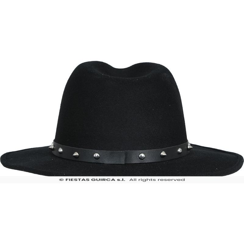 Sombrero Fieltro Negro Remaches Adulto
