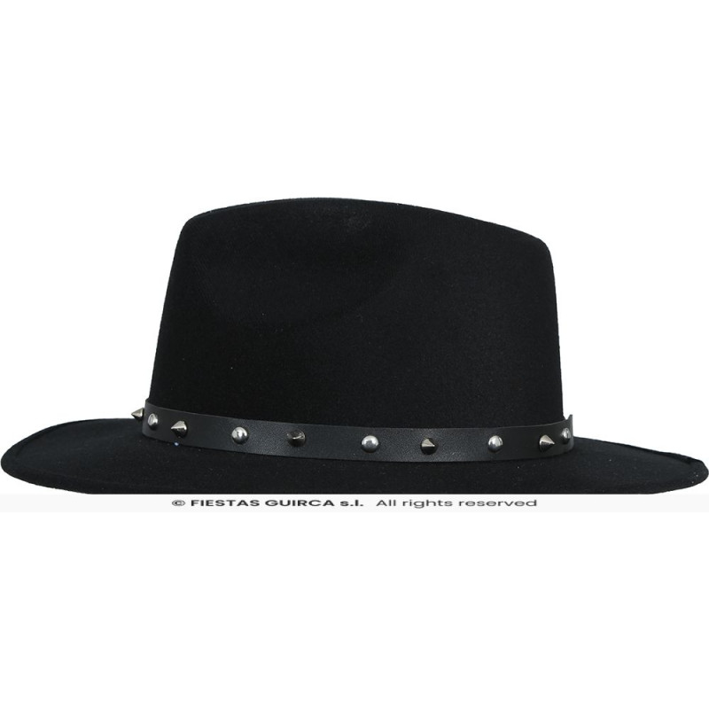 Sombrero Fieltro Negro Remaches Adulto