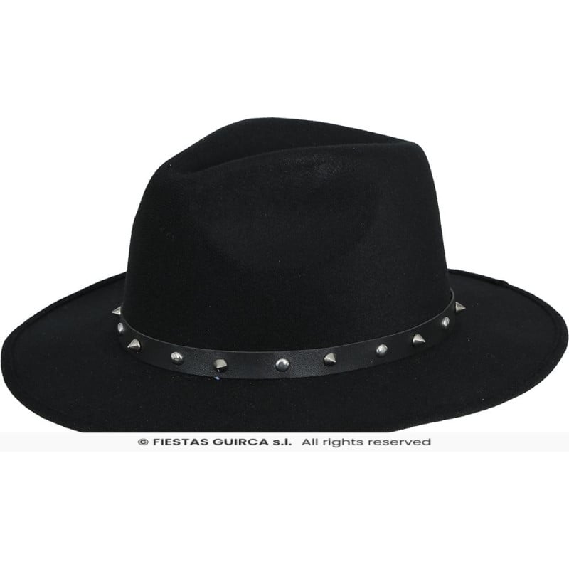 Sombrero Fieltro Negro Remaches Adulto