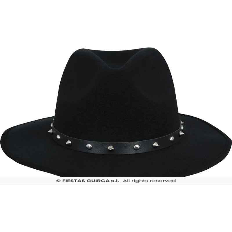 Sombrero Fieltro Negro Remaches Adulto